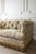 Textile Vintage Damask Traditional Tufted Rolled-Arm Sofa With Fringe Skirt For Sale - Image 7 of 18