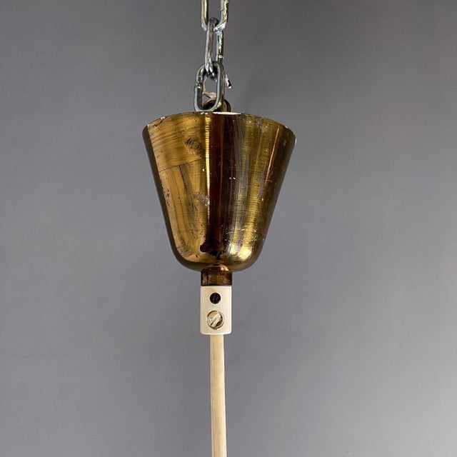 Mid-Century Modern Italian Golden Plastic and Fluted Glass Ceiling Lamp, 1950s For Sale - Image 4 of 14
