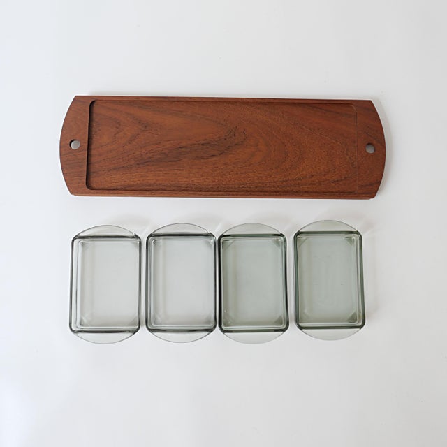 Scandinavian Teak Appetizer Tray and Dishes, Denmark, 1970s, Set of 5 For Sale - Image 9 of 15