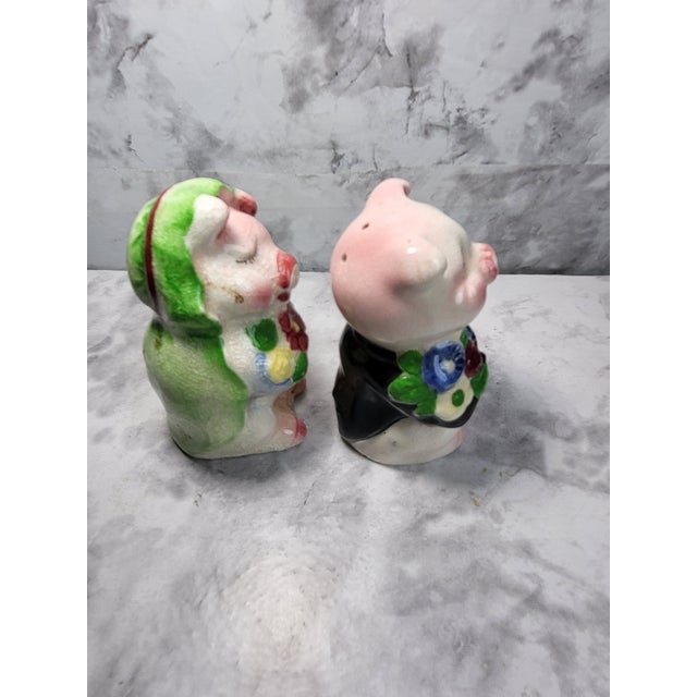 American 1950s Vintage Py Japan Pig Couple Salt Pepper Shakers For Sale - Image 3 of 13