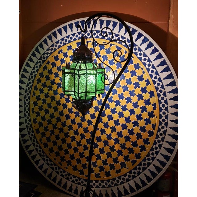 2010s Moroccan Makki Style Green Glass Lantern For Sale - Image 5 of 9