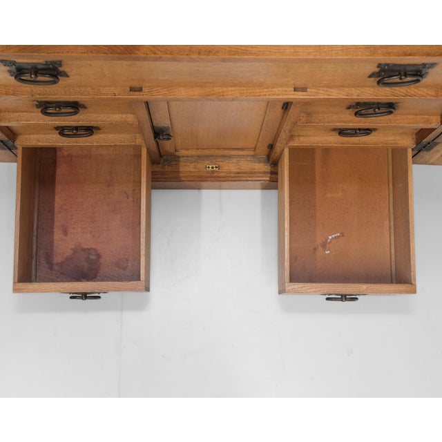 Large Arts & Crafts Cotswold School Oak Enclosed Chest of Drawers, 1906 For Sale - Image 17 of 18
