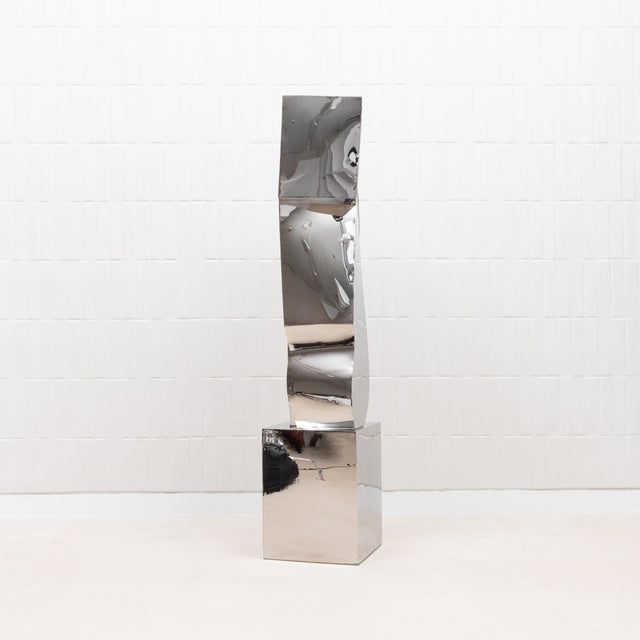 Modern Abstract Sculpture in Polished Steel by Patrick Coard Paris For Sale In Los Angeles - Image 6 of 12