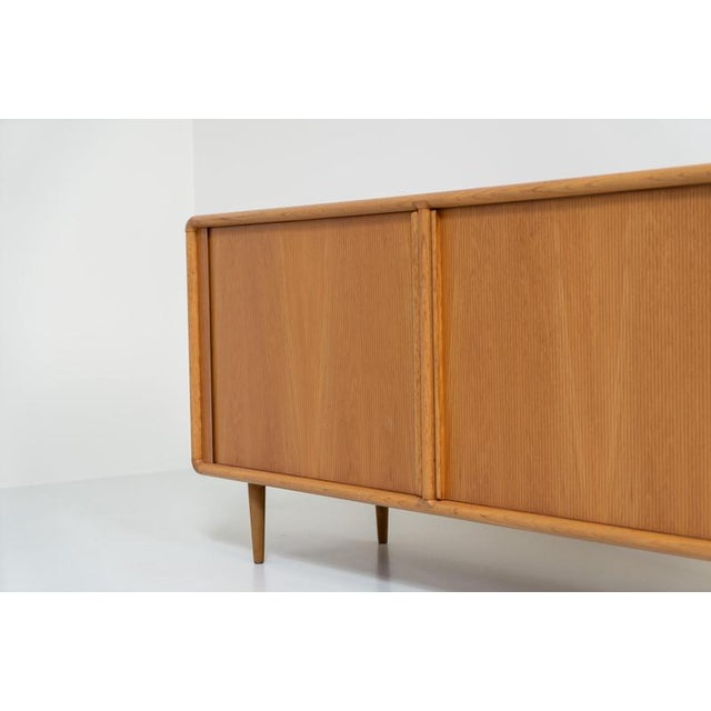 Brown Oak Sideboard with Tambour Doors from Kibaek Møbelfabrik For Sale - Image 8 of 14
