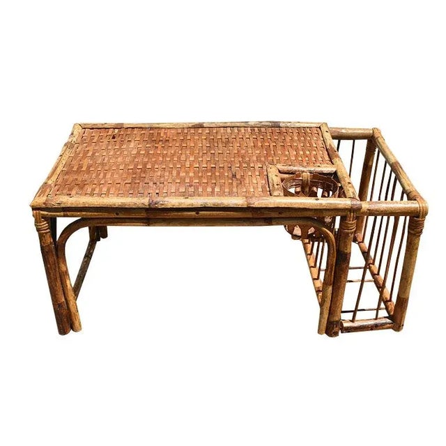 Burnt Tortoise Wood Bamboo Breakfast Bed Tray With Magazine Rack and Cup Holder For Sale In Oklahoma City - Image 6 of 11