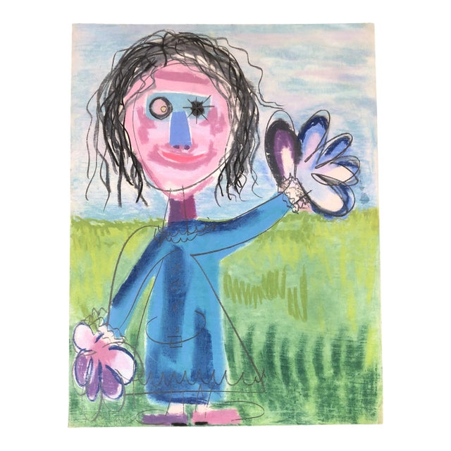 Original Robert Cooke Large Vintage Pastel Drawing1970’s For Sale