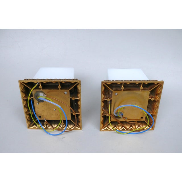 Ceiling Lights in Gold-Plated Aluminum with Overlaid Glass Cubes from Glashütte Limburg, 1970s, Set of 2 For Sale - Image 15 of 18