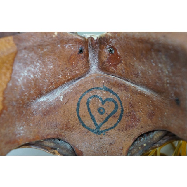 2 Vintage 1980s Jl Chuites Leather Tassel Mardi Gras Face Masks For Sale - Image 11 of 16