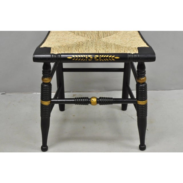 Traditional Vintage Nichols & Stone Hitchcock Harvest Stencil Painted Black Side Chair For Sale - Image 3 of 13