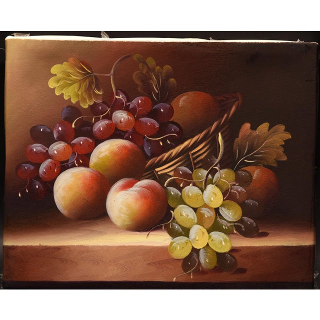 This intimate oil painting on canvas, measuring 10" x 8", presents a classic still life composition celebrating the simple...