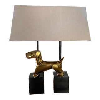 Contemporary Regina Andrew Modernist Art Deco Brass and Metal Cubist Dog Lamp For Sale