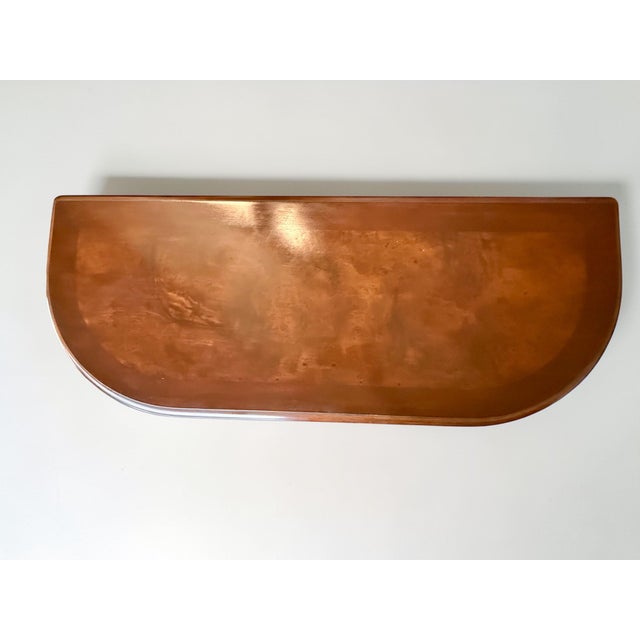 Vintage Oak Demi Lune Console Table-Rattan Shelf-Entryway-Coastal Boho-Sofa-Hall For Sale - Image 6 of 10