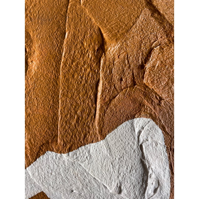 Contemporary abstract painting on canvas. Framed in a gold locally made frame Unframed painting: 11" x 14" Framed...