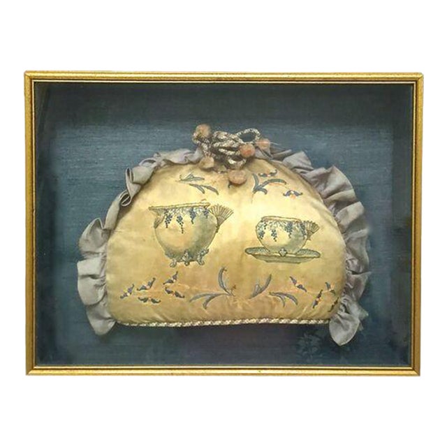 Antique Framed Silk Tea Cozy For Sale