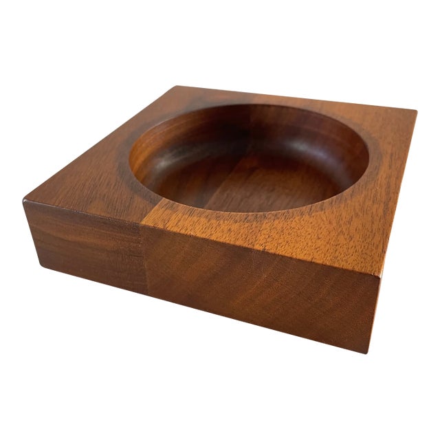Mid 20th Century American Walnut Modernist Scoop Bowl For Sale