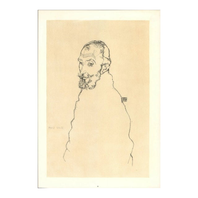 1960s Schiele Lithograph 39 Portrait of Franz Hauer Reproduction For Sale