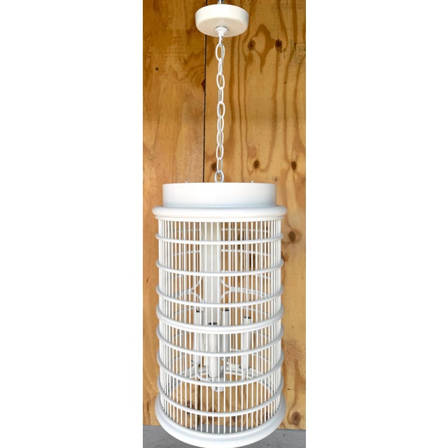 French Modern Wrought Iron White Lantern For Sale - Image 9 of 12