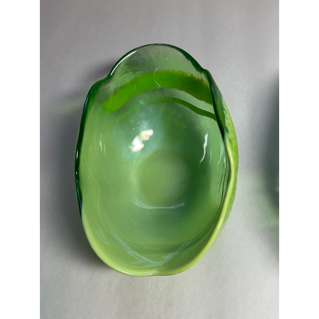 Vintage Italian Murano Green Art Glass Bowls, Set of 4 For Sale - Image 13 of 17