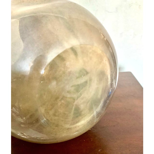 Late 20th Century Large Modern Contemporary Amber and Turquoise Art Glass Vase For Sale - Image 5 of 7