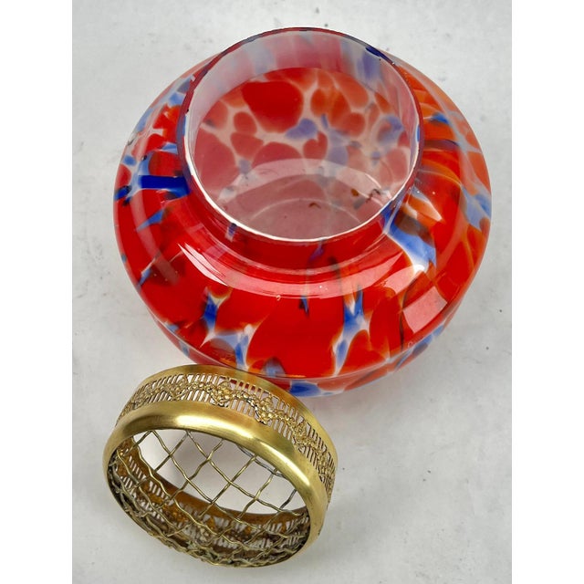 Pique Fleurs Vase in Multi Color Decor with Grille, 1930s For Sale - Image 9 of 10