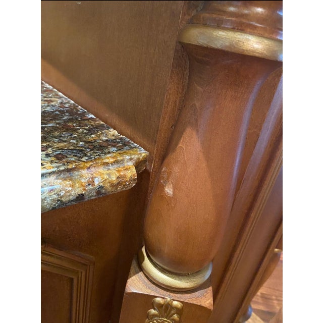 Brown 1990s Custom Vintage Rococo French Italian Marble Top Entry Way Console W/ Large Mirror For Sale - Image 8 of 9