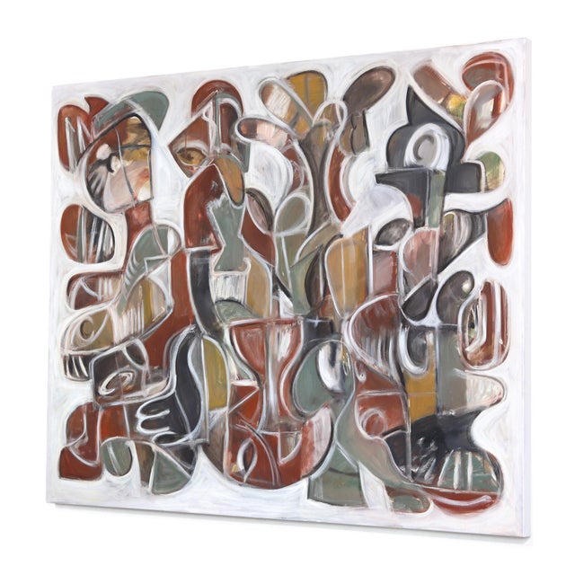 Art Deco Cosmic Trigger v.2 - Large Contemporary Organic Shape Abstract Oil Painting Artwork by Harrison Gilman For Sale - Image 3 of 9