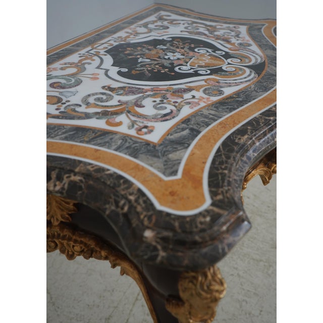 Pietra Dura Marble Top French Louis XV Console Table For Sale - Image 16 of 18