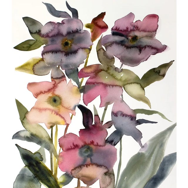 Modern "Hellebore No. 39" Contemporary Original Botanical Flowers Watercolor Painting by Elizabeth Becker For Sale - Image 3 of 3