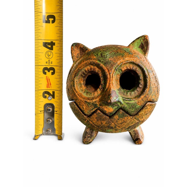 Mid 20th Century Japanese Organic Modern Hand-Cast Iron Owl Candle Lantern For Sale In New York - Image 6 of 6