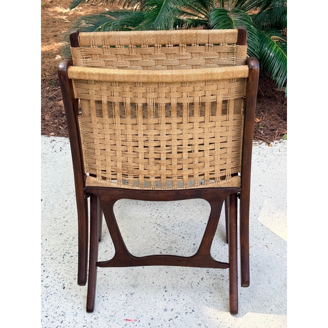 Textile Hans Wegner Style Folding Rope Chairs Mid Century Modern Lounge Chairs Pair For Sale - Image 7 of 14