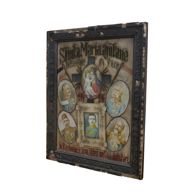 Illustration Antique Wwi Ottoman Pasha War Embroidered Military Call for Peace Collage, Framed For Sale - Image 3 of 12