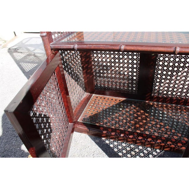 Brown Rounded Bookcase Shelf in Wood and Straw, Italy, 1960s For Sale - Image 8 of 18