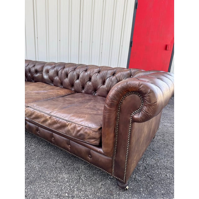 Restoration Hardware Leather Kensington Sectional For Sale - Image 10 of 12