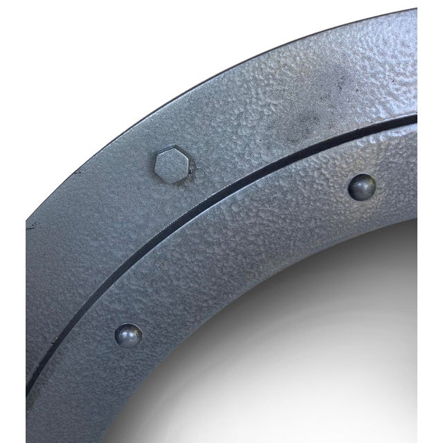 2000 - 2009 A Vintage Pr. Of Restoation Hardware, Industrial Porthole Style Mirrors For Sale - Image 5 of 9