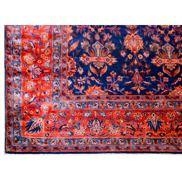Textile 19th Century Antique Kashan Rug - 11′ × 19′4″ For Sale - Image 7 of 8