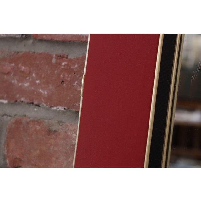 Vintage Umberto Mascagni Upholstered Wall Mirror With Leather and Brass Border For Sale - Image 13 of 18