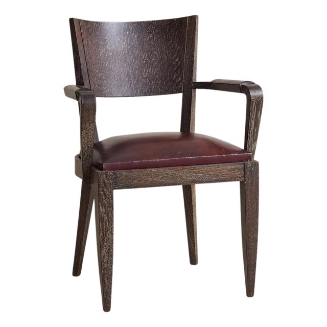 French Art Deco Cerused Oak Fauteuil Chair, 1940s - 2 Available For Sale