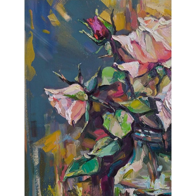Svitlana Tkachuk Rose Still Life Original Painting Oil on Canvas For Sale - Image 6 of 14