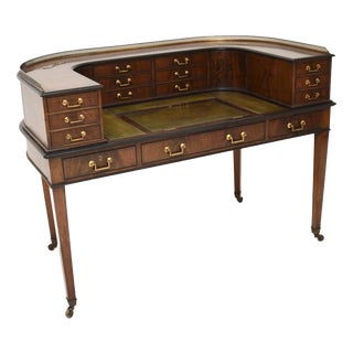 Carlton House Desk in Mahogany and Leather Top, 1890s For Sale