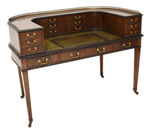 Carlton House Desk in Mahogany and Leather Top, 1890s