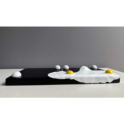 Early 21st Century Vera Vizzi, Domino Wall Sculpture with Double-Yolk Fried-Egg Motif, 2026, Foam Clay on Wood For Sale - Image 5 of 9