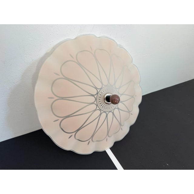 1940s Deco Pink Sunburst Flush Light For Sale - Image 12 of 17