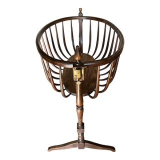 Antique Wooden Rocking Cradle With Turned Legs, C. Late 19th Century For Sale