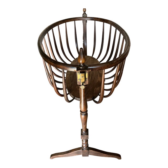 Antique Wooden Rocking Cradle With Turned Legs, C. Late 19th Century For Sale