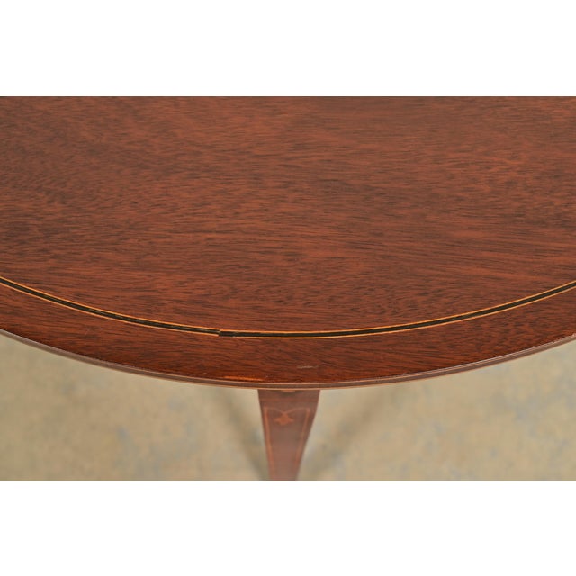 Baker Furniture Federal Inlaid Mahogany Flip-Top Demilune Console Table or Entry Table For Sale - Image 9 of 13