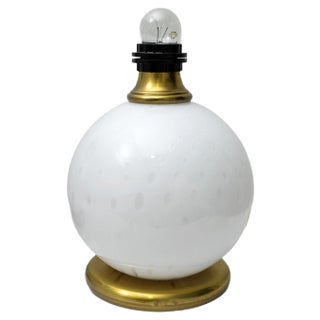 Mid-Century Brass and Murano Glass Table Lamps, 1970s, Set of 2 For Sale