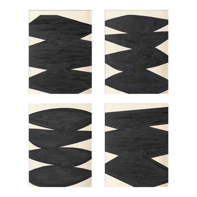 "Affirmations in Black" by Nicolette Capuano - Set of 4 Modern Paintings For Sale