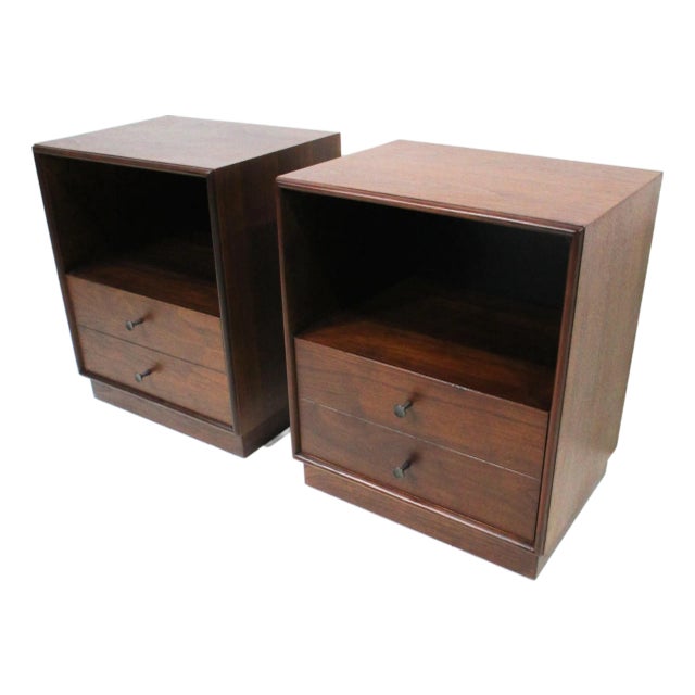 George Nelson Styled Walnut Nightstands for Ramseur For Sale