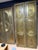 Wood Vintage Hand-Hammered Brass-Clad Double Doors | Architectural Statement Pair 80x36 For Sale - Image 7 of 9