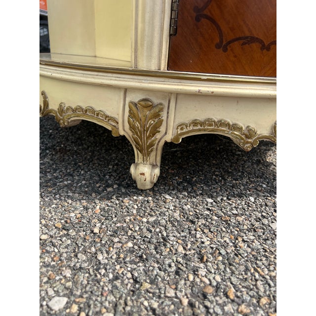 Vintage Italian-Style Marquetry Round Accent Table / Nightstand With Storage For Sale - Image 10 of 12